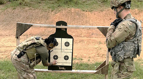 Soldiers from the Analytical Support Company, 389th Military Intelligence Battalion, hone their marksmanship during their ‘TITAN FURY’ Field Exercise.