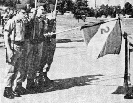 The 2nd POG colors are cased at its inactivation ceremony at Fort Bragg, 15 September 1972.