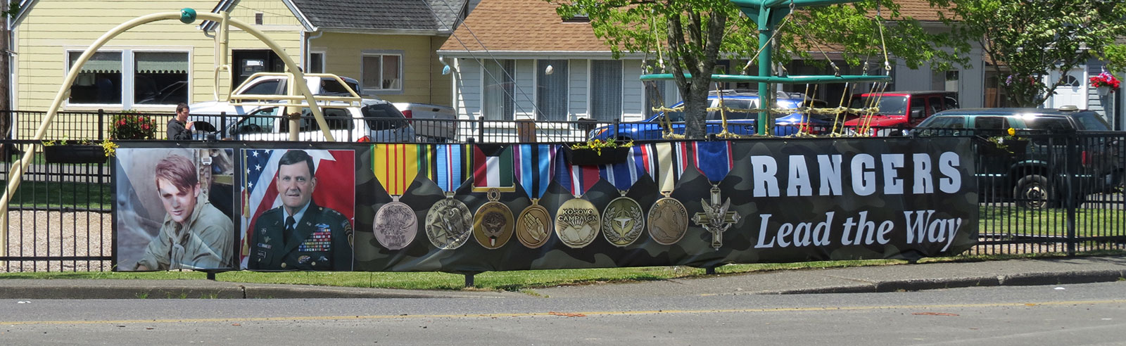 Sign commemorating Bargewell’s leadership from Vietnam to Iraq.