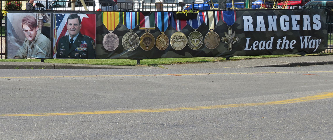 Sign commemorating Bargewell's leadership from Vietnam to Iraq.