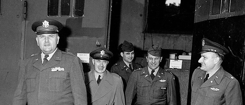 BG William C. Bullock (left), BG Robert A. McClure’s successor as Chief of Psywar, visits the 5th L&L on 21 March 1954.