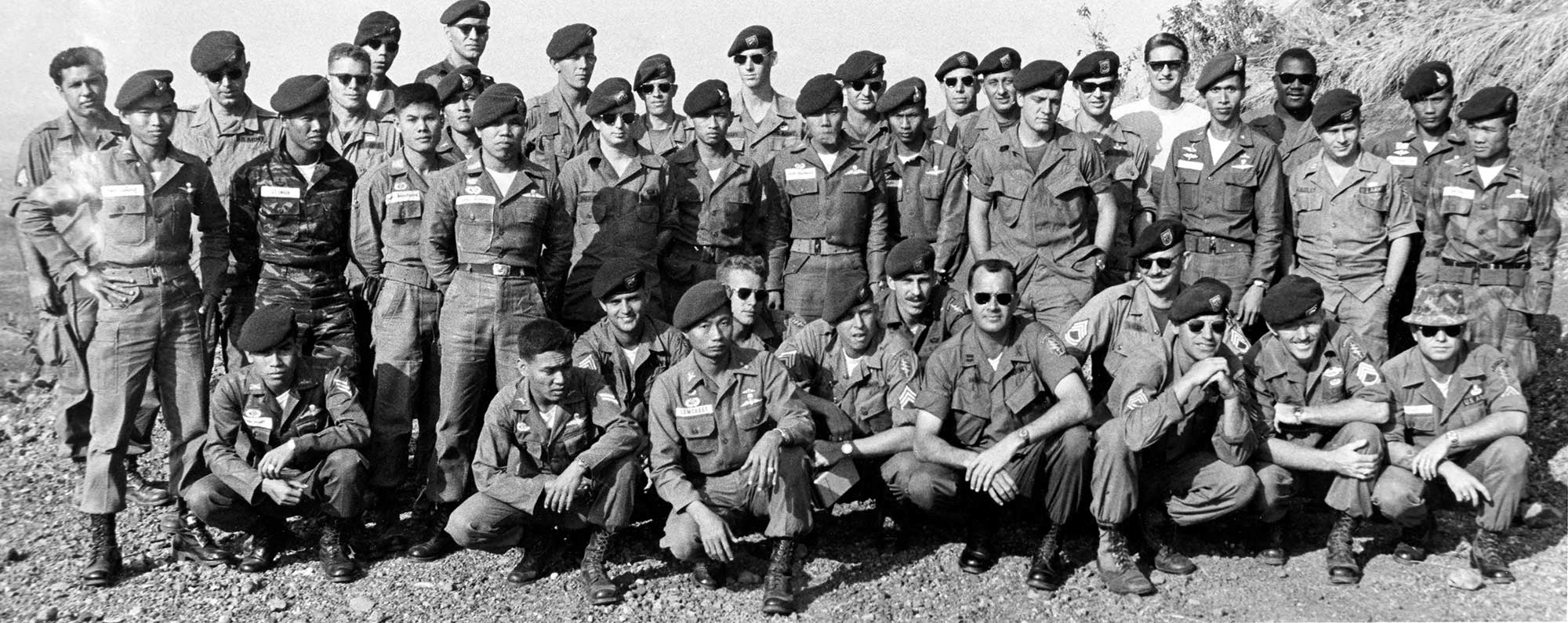 Members of 46th SF Company pose with their Royal Thai Army counterparts.