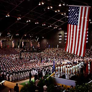 Views inside Gillis Field House for the graduation ceremony on 6 June 1962.