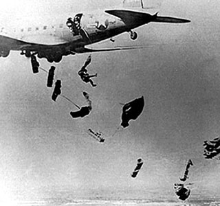 Camp Mackall was the site of hundreds of training jumps, with both men and equipment being dropped from a variety of planes, including the C-47 shown here.