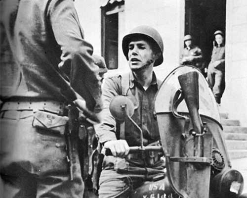 Major Darby in Arzew, Algeria. As the town “mayor,” he used a motorcycle to attend meetings.