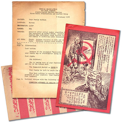 Leaflet number 1153* was targeted at North Korean soldiers, to depress them by suggesting that their families were suffering under Communist domination. The leaflet was requested by the Eighth U.S. Army in Korea and developed by the 1st RB&L Group. Red was a common color used in leaflets for the visual effect. The leaflet numbering system enabled PSYWAR elements to assess effectiveness thru enemy surrenders.