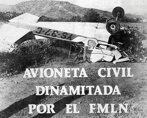 3rd Brigade propaganda leaflet blaming the FMLN for destroying the Cessna C-172 that killed two and injured two passengers in February 1984.