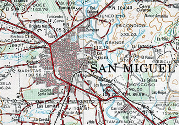 San Miguel as shown on 1/100,000 topographical map used by ODA-7 in El Salvador.