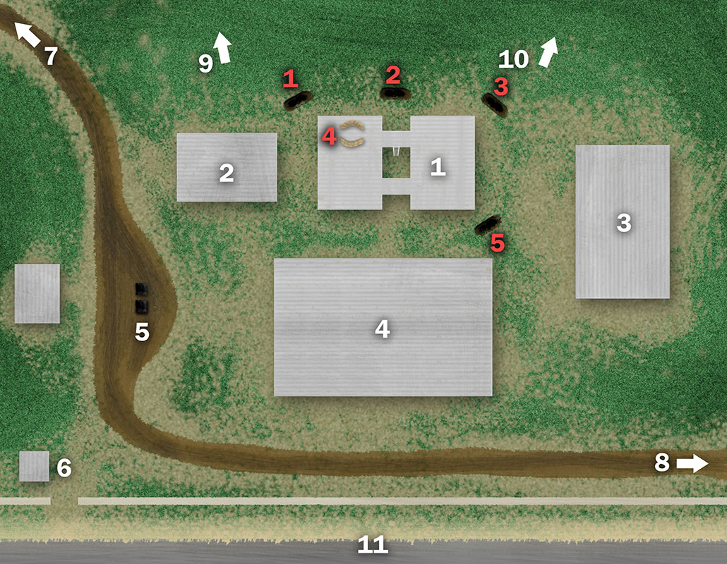 Diagram of ODA-7 defensive positions within El Bosque.