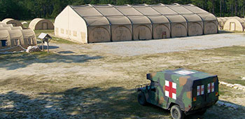 The centerpiece of the CA and PSYOP training area, called FOB Freedom, is the “Big Tent.”