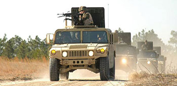 PSYOP soldiers conduct a tactical loudspeaker mission at Camp Mackall.