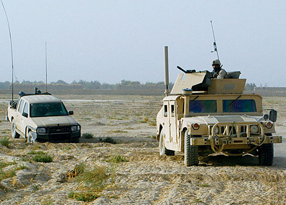 Crossing the Red Sand Desert in convoy.