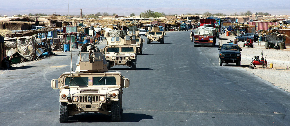 Marines on patrol in a village in Farah Province.