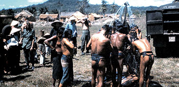 Relocation camps often lacked even basic necessities. The 41st did what it could to provide rudimentary washing facilities.