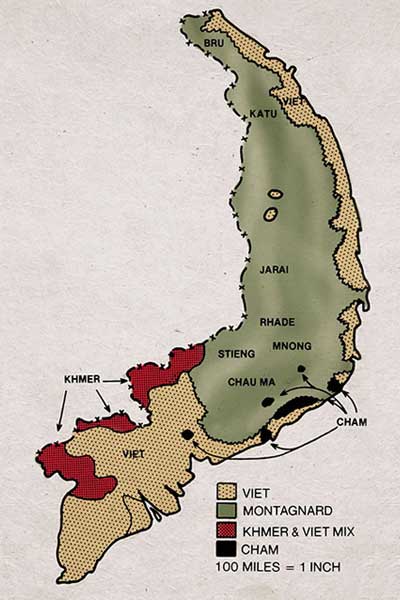 Distribution of South Vietnam’s major ethnic groups in 1964.