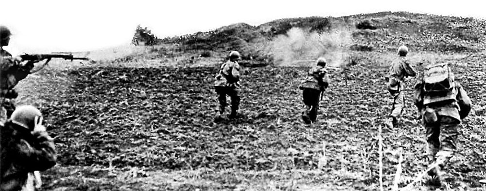 3rd Ranger Company assaulting a Chinese defensive position. The Rangers excelled in lightning attacks against the enemy. When the war of movement ceased and the defensive lines hardened, Ranger effectiveness was greatly reduced.