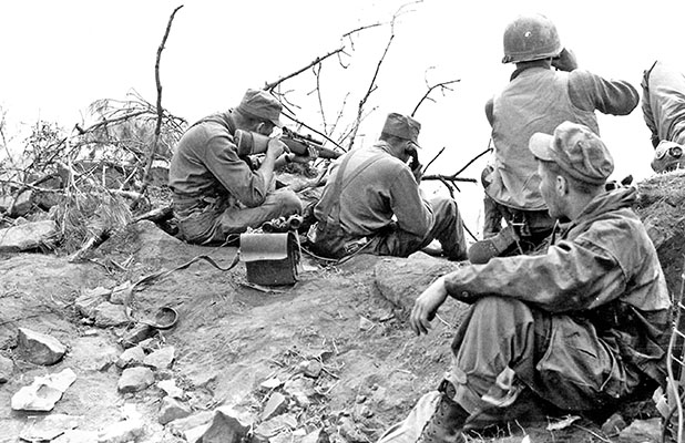 Men of the 3rd Ranger Infantry Company in combat in Korea.