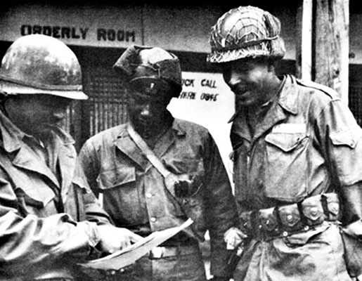 Captain Warren E. Allen, Company Commander, 2nd Lieutenant Vincent Wilburn, Second Platoon leader and 1st Lieutenant James C. Queen, Executive Officer.