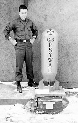 1st L&L soldier with a leaflet bomb used as an office symbol.