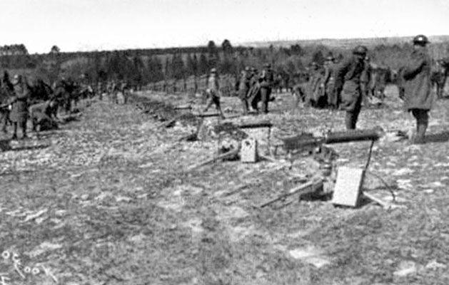 A Machine Gun Battalion training in France.