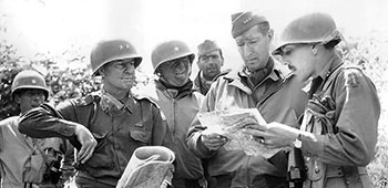 BG Frederick with LTG Mark W. Clark, on 4 June 1944, during the drive into Rome. Frederick was wounded three times during that assault.