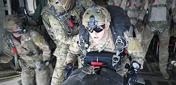 Sgt. Maj. Payne conducting a training jump from a C-130 plane in 2013.