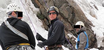 Sgt. Maj. Payne conducts ice-climbing training in 2008.